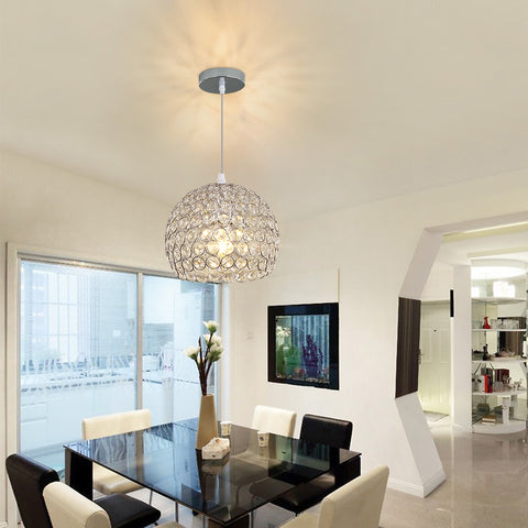 Lustre en Cristal Moderne Lustre Moderne Suspension E27 Chromé Suspension Luminaire Avec 120CM Câble Réglable Convient pour Cuisine, Chambre, Bureau, Salon (Ampoule Non incluse)