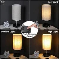 Lampe de Chevet Tactile Dimmable 2 USB Avec Ampoule E27 Abat-jour en Tissu Beige Lampe de Table pour Chevet Bar Chambre Salon Hotêl Café Chambre d'Enfant Salon Bureau (Sans Ampoule )