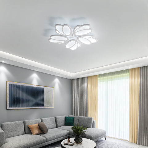 Plafonnier LED, Moderne Petal Lampe de Plafond LED, Suspension Luminaire Blanc 60W 5600LM, 6000K Lumière Blanche, Luminaire Plafonnier LED pour Salon Cuisine Chambre Salle à Manger, Ø63cm