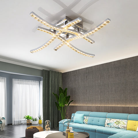 Plafonnier en cristal moderne lampe de plafond en forme de vague LED nordique salon chambre salle à manger Restaurant hôtel décor à la maison