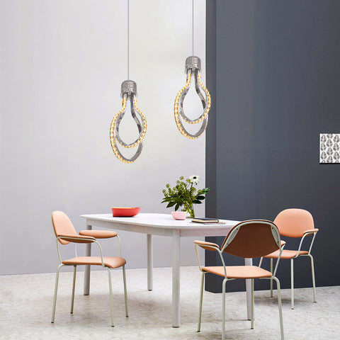 Lustre Moderne,Plafonnier Cristal LED 21w 3000k,Suspension Luminaire en Aluminium pour Chambre Cuisine Salle à Manger Bar Comptoir Couloir Hall d'Exposition,Réglable en Hauteur