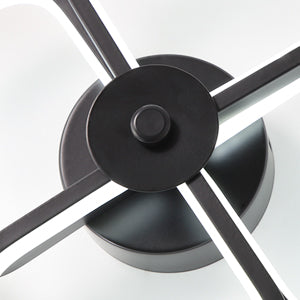Plafonnier Led, Rectangulaire Moderne Métal Acrylique Lampe de Plafond 32W Lustre Plafonnier, Dia 24CM Plafonnier Bureau pour Chambre à Coucher, Salon, Salle à Manger, Couloir Noir