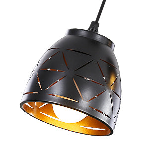 3 Lampes Suspension Rétro, Lustre Industriel en Creux Sculpté, E27 Lampe de Plafond Vintage en Metal, Eclairage pour Salon Cuisine Couloir Restaurant Loft Café Bar