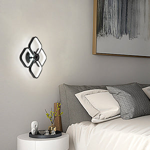 Plafonnier Led, Rectangulaire Moderne Métal Acrylique Lampe de Plafond 32W Lustre Plafonnier, Dia 24CM Plafonnier Bureau pour Chambre à Coucher, Salon, Salle à Manger, Couloir Noir