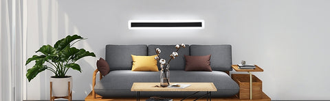 Appliques murales LED, Lampe Éclairage Mural moderne 22W 6000K, lampe à LED noire en aluminium 60CM, Lampe Murale décorative pour salon de chambre (lumière blanche froide)