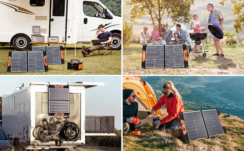Panneau solaire portable pliable 75 W 3 ports DC/PD 45 W/QC3.0/USB compatible avec la plupart des générateurs solaires portables/centrales électriques/téléphones/ordinateurs portables pour les voyages/camping/RV