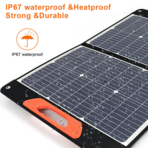 Panneau solaire portable pliable 75 W 3 ports DC/PD 45 W/QC3.0/USB compatible avec la plupart des générateurs solaires portables/centrales électriques/téléphones/ordinateurs portables pour les voyages/camping/RV