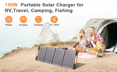 150W 20V Sac Pliant Solaire Léger Silicium Monocristallin Noir Camping Trailer Car Ocean