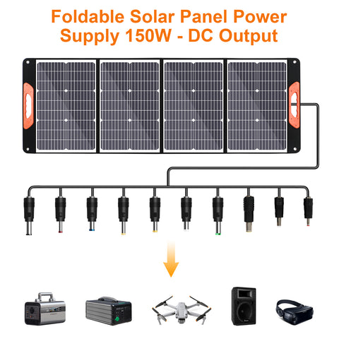 150W 20V Sac Pliant Solaire Léger Silicium Monocristallin Noir Camping Trailer Car Ocean