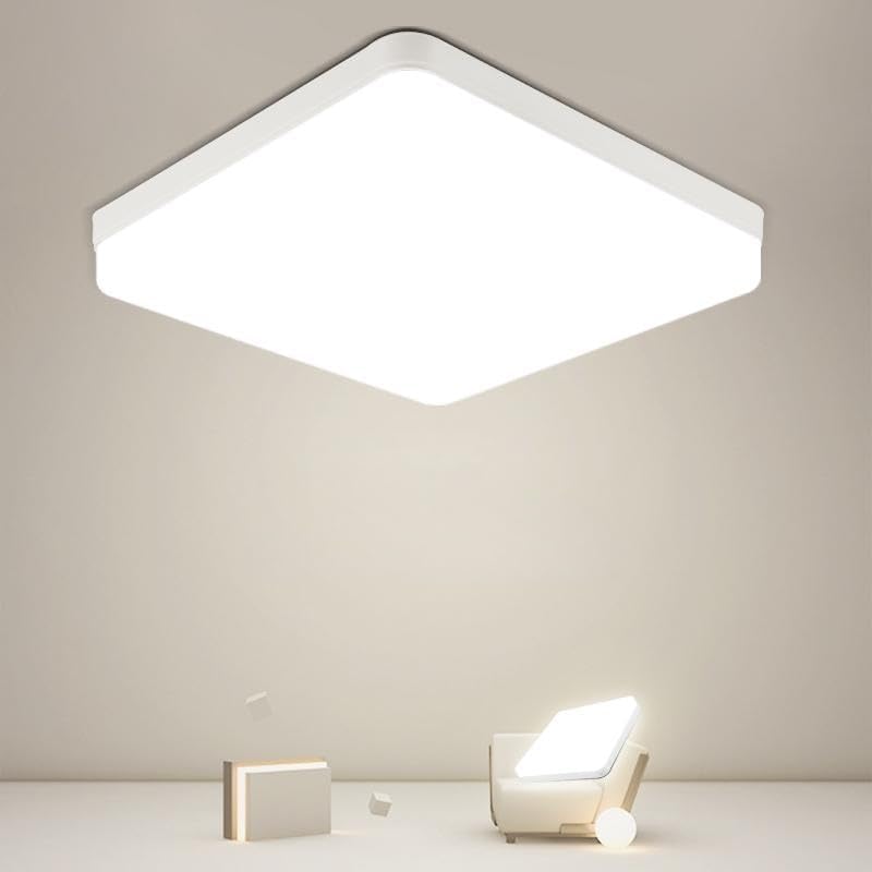 Plafonnier LED Carré, Lampe de Plafond LED, IP44 Plafonnier LED