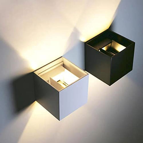 2 Pack Applique Murale LED Exterieur, 12W Appliques Murales Interieures avec Angle Réglable éclairage mural d'extérieur, Etanche IP65 Lampe Murale Moderne pour Salon, Chambre (Noir) Blanc Chaud 3000K