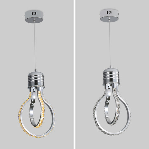 Lustre Moderne,Plafonnier Cristal LED 21w 3000k,Suspension Luminaire en Aluminium pour Chambre Cuisine Salle à Manger Bar Comptoir Couloir Hall d'Exposition,Réglable en Hauteur