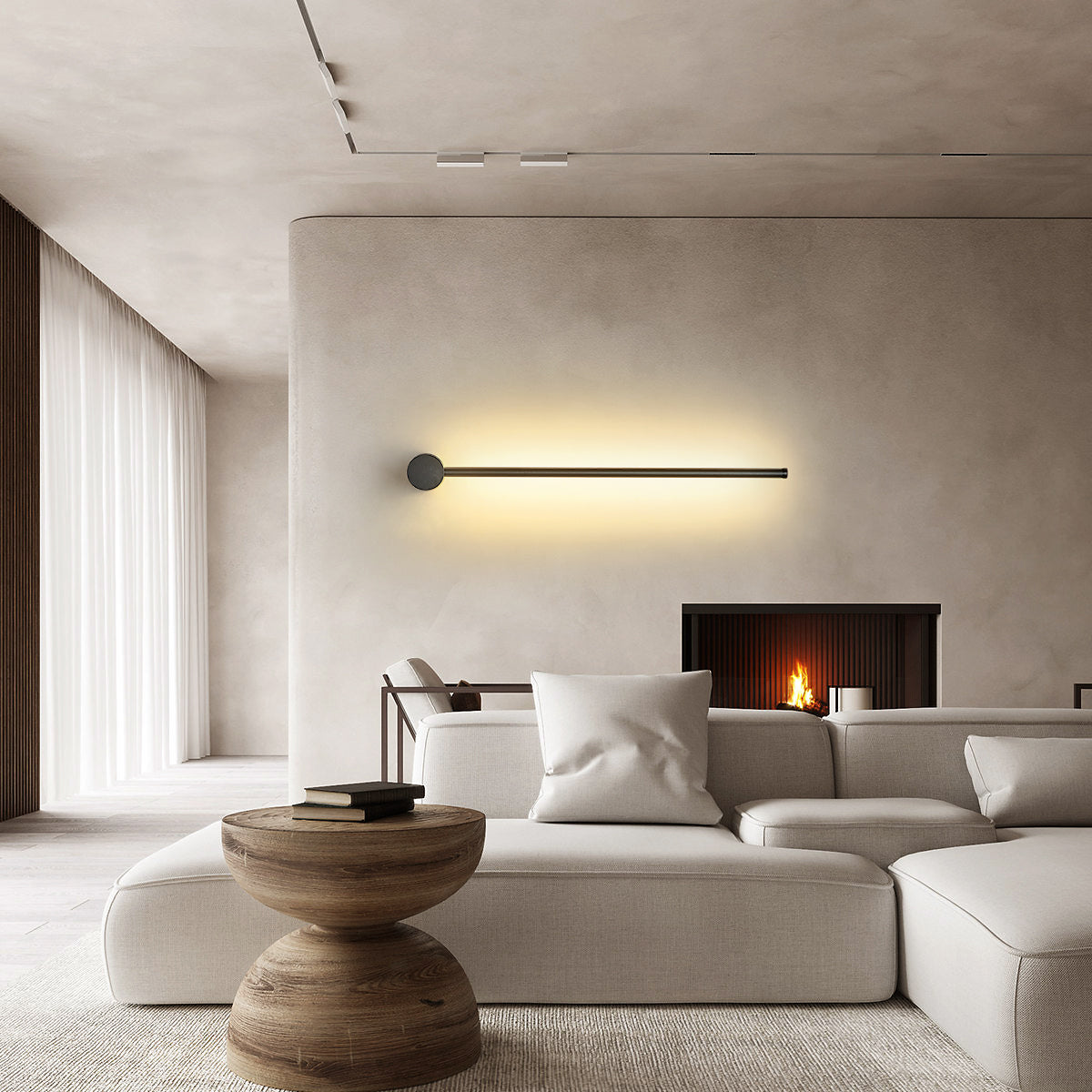 Applique Murale LED Moderne, Applique Longue Minimaliste Noire Intérieur