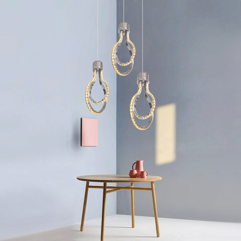 Lustre Moderne,Plafonnier Cristal LED 21w 3000k,Suspension Luminaire en Aluminium pour Chambre Cuisine Salle à Manger Bar Comptoir Couloir Hall d'Exposition,Réglable en Hauteur