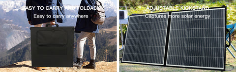 Panneau Solaire 100W pour Centrale électrique, Charge Solaire Portable Charge Rapide USB A QC3.0 PD 45W Ports DC USB-C IP65 IP65 pour Le générateur Solaire/Puissance, Ordinateur Portable, iPads