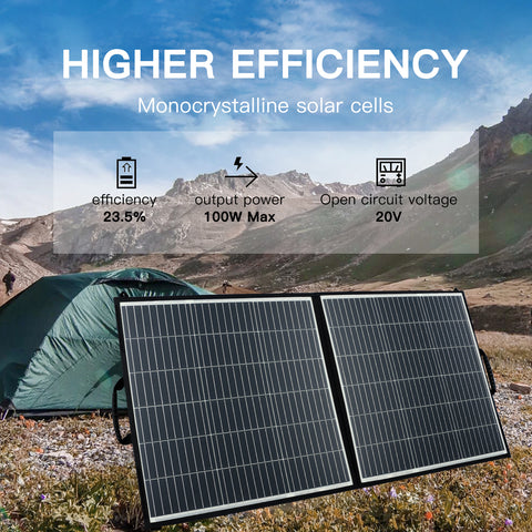 Panneau Solaire 100W pour Centrale électrique, Charge Solaire Portable Charge Rapide USB A QC3.0 PD 45W Ports DC USB-C IP65 IP65 pour Le générateur Solaire/Puissance, Ordinateur Portable, iPads