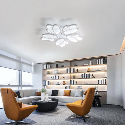 Plafonnier LED, Moderne Petal Lampe de Plafond LED, Suspension Luminaire Blanc 60W 5600LM, 6000K Lumière Blanche, Luminaire Plafonnier LED pour Salon Cuisine Chambre Salle à Manger, Ø63cm