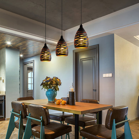 Moderne LED Suspension Luminaire, Lustre Industriel en Creux Sculpté, Lampe de Plafond en Métal Cage Pendentif Abat-Jour Noir E27 Lampe pour Salon Cuisine Couloir Restaurant Loft Café Bar