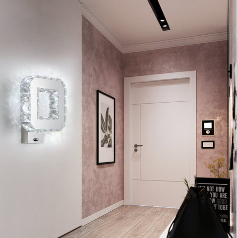 Applique Murale Cristal Intérieur 12W 1080lm Lampe Murale en Cristal LED Moderne Décoration Luminaire Mural pour Chambre à Coucher Salle à Manger Foyer Blanc Froid 6000K