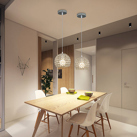 Lustre en Cristal Moderne Lustre Moderne Suspension E27 Chromé Suspension Luminaire Avec 120CM Câble Réglable Convient pour Cuisine, Chambre, Bureau, Salon (Ampoule Non incluse)