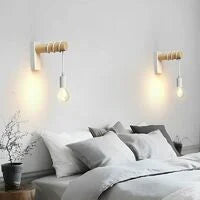 1pc style européen blanc applique chambre étude lampe de chevet rétro applique bois art décoration applique sans ampoule