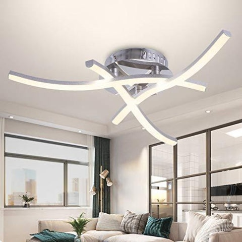 Plafonnier LED Design Moderne, Luminaire Plafonnier en Forme de Vague, 3000k Blanc Chaud, LED intégrées 18W 1.600Lm, Lustre Moderne Pour le Salon Chambre Salle à Manger