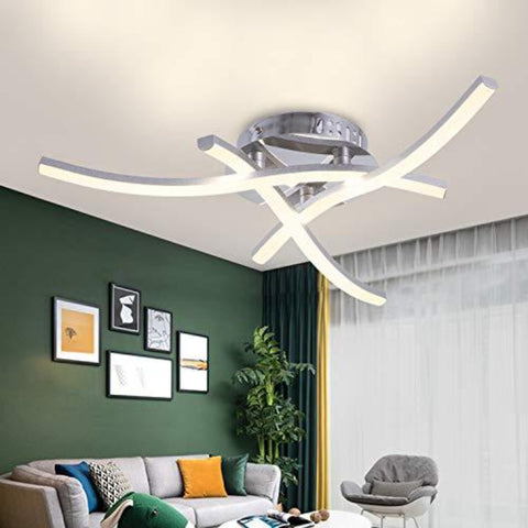 Plafonnier LED Design Moderne, Luminaire Plafonnier en Forme de Vague, 3000k Blanc Chaud, LED intégrées 18W 1.600Lm, Lustre Moderne Pour le Salon Chambre Salle à Manger