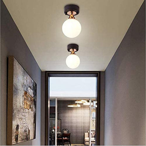 LED Lampe de plafond, Lampe de boule en verre, Plafonnier pour Chambre à coucher, Couloir, Salon, etc