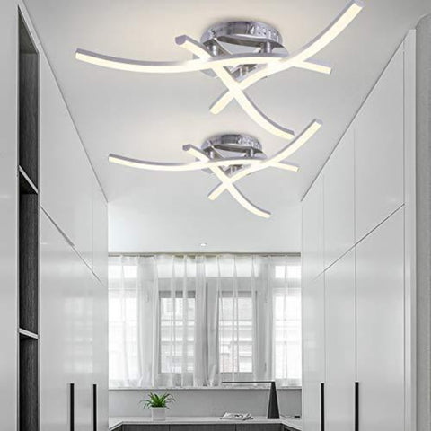 Plafonnier LED Design Moderne, Luminaire Plafonnier en Forme de Vague, 3000k Blanc Chaud, LED intégrées 18W 1.600Lm, Lustre Moderne Pour le Salon Chambre Salle à Manger