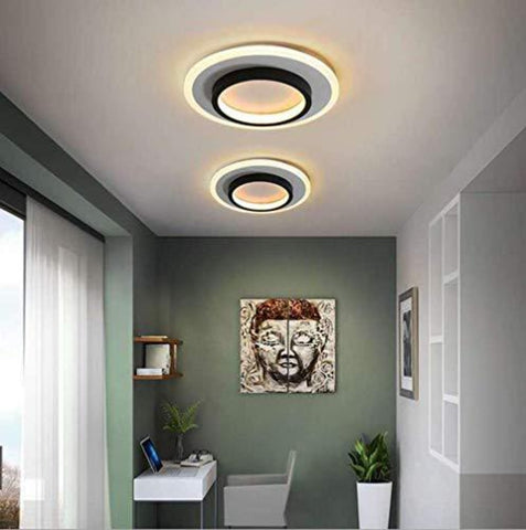 Plafonnier LED, Lampe de plafond nordique 23W pour Couloirs Salon Chambre à coucher, Diamètre 24cm, 3000K-6500K Rond