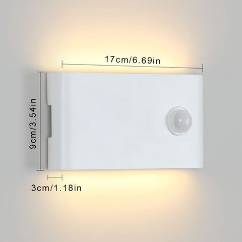 12W Applique Extérieure avec Détecteur de Mouvement, IP65 Blanche Artisanat Mat Design lampe murale Extérieur/Intérieur en Aluminium, Applique Acrylique pour Balcon, Escaliers, Jardin, Garage, 3000K