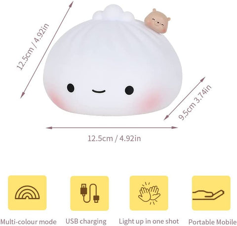 Veilleuse pour Enfants, 7 Couleurs Lumière LED Veilleuse Enfant Led Rechargeable Avec de USB, Veilleuse en Silicone Doux au Toucher, Portable Jolie Veilleuse pour Bébé, Garçons et Filles Cadeau