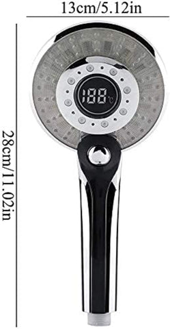 Pommeau de Douche LED, Douchette de Douche LED 3 Couleurs Contrôle de la température Douchette à Main avec Affichage de Température Digital Économie d'eau Douche 3 Modes