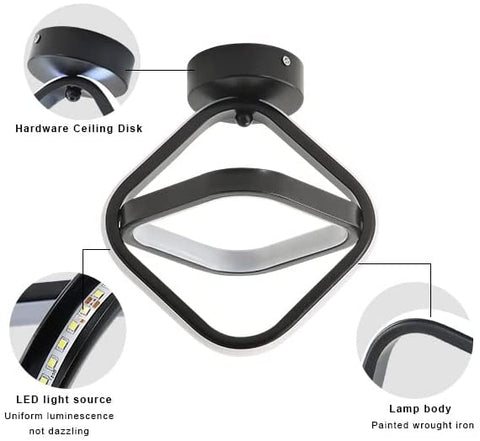 Plafonnier LED 22W, luminaire plafonnier Géométrique Simple, Plafonnier en métal pour Salon, Chambre, Couloir, Lumière Blanche 6000K