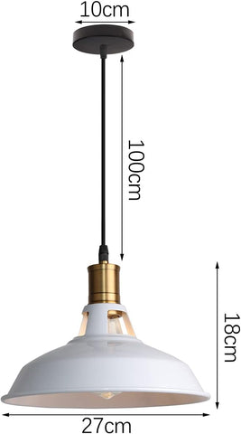 Suspension Vintage Métal Lustre E27 Base Pour salon chambre à coucher salle à manger bureau Bar Café Blanc