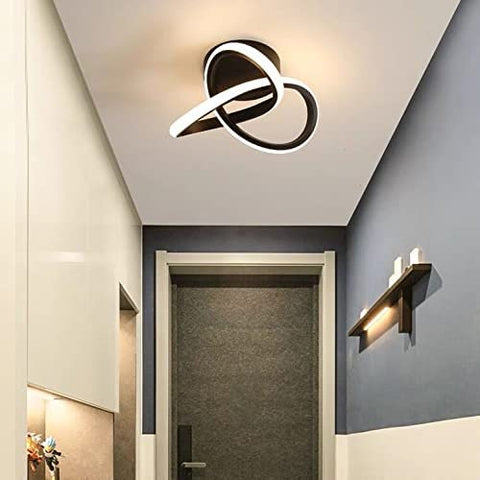 Plafonnier LED Moderne 22W 2500LM, Lustre Noire pour Chambre Salon Couloir