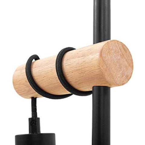 Lampe de Table, Design Rétro Lampe de Lecture, Bois & Métal, Éclairage du Bureau et de la Chambre, Lampe de Chevet, Pour Ampoule LED E27 10W Max （Noir）