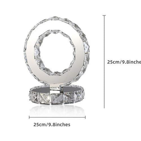 Lampes de table en verre, LED Lampes de chevet modernes en acier inoxydable, Lampe de bureau ronde 12 W, lumière blanche chaude