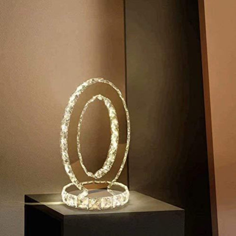 Lampes de table en verre, LED Lampes de chevet modernes en acier inoxydable, Lampe de bureau ronde 12 W, lumière blanche chaude