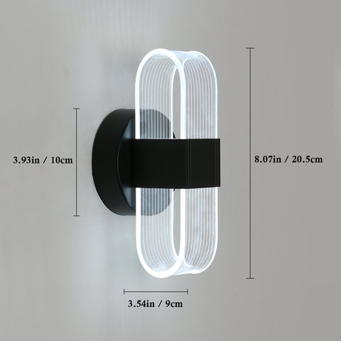 Applique Murale LED, Dimmable Lampe LED Murale Moderne, Noir Ovale 10W Acrylique Lampe Murale Interieur pour Chambre Chevet Couloir Salon Salle, 3000-6500K
