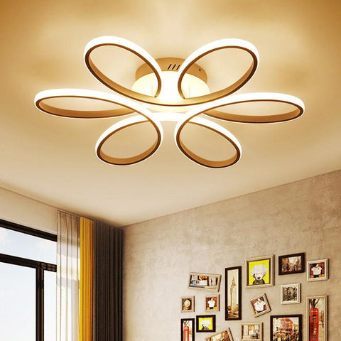 Plafonnier LED Design moderne Forme de fleur créative Lampe de Plafond Pour salon chambre à coucher salle à manger bureau Lumière Blanche Chaude 3000K