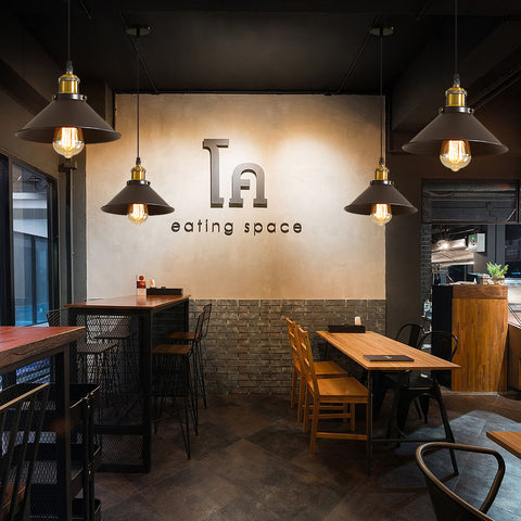 Suspension Luminaire Industrielle Lustre Plafonnier Noir, Φ22 cm pour ampoules E27 Lustre