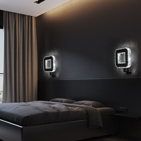 Applique Murale Cristal Intérieur 12W 1080lm Lampe Murale en Cristal LED Moderne Décoration Luminaire Mural pour Chambre à Coucher Salle à Manger Foyer Blanc Froid 6000K