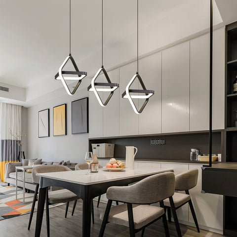 Lampe à suspension LED moderne pour lit 1 place 32 W à intensité variable pour chambre à coucher et salon