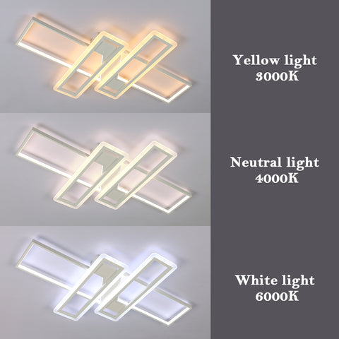 Plafoniera Lampadario LED Dimmerabile con Telecomando, Moderna Lampada Da Soffitto Quadrata A 3 Strati 50W Acrilico Montaggio A Incasso Plafoniere per Sala da Pranzo Soggiorno Cucina Ufficio