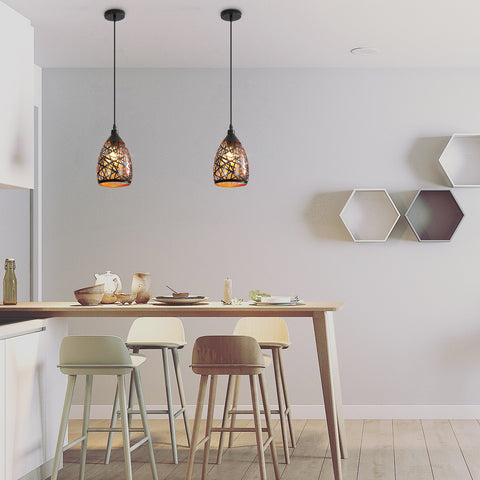 Suspension Luminaire Industrielle en Métal Creux Sculpté, Rétro Lustre Industriel Lampe de Plafond Vintage Noir E27