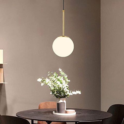 LED Chambre Chevet Lustre Nordique Tête Unique Personnalité Boule De Verre Plafonnier Postmoderne Simple Créatif Pendentif Lumière Maison Salle À Manger Décoration Éclairage Intérieur(ampoule non incluse)