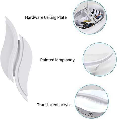 Applique Murale Intérieure LED, Moderne Lampe Murale 20W 2300LM, Éclairage Acrylique Luminaire Mural pour Salon Chambre Escalier 6500K lumière blanche froide Couleur blanche