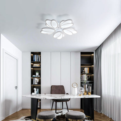 Plafonnier LED, Moderne Petal Lampe de Plafond LED, Suspension Luminaire Blanc 60W 5600LM, 6000K Lumière Blanche, Luminaire Plafonnier LED pour Salon Cuisine Chambre Salle à Manger, Ø63cm