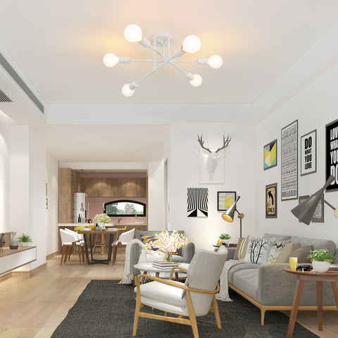 Plafonnier LED Moderne, Rétro Lustre Lampe Suspension Vintage 6 Lumières E27 Base